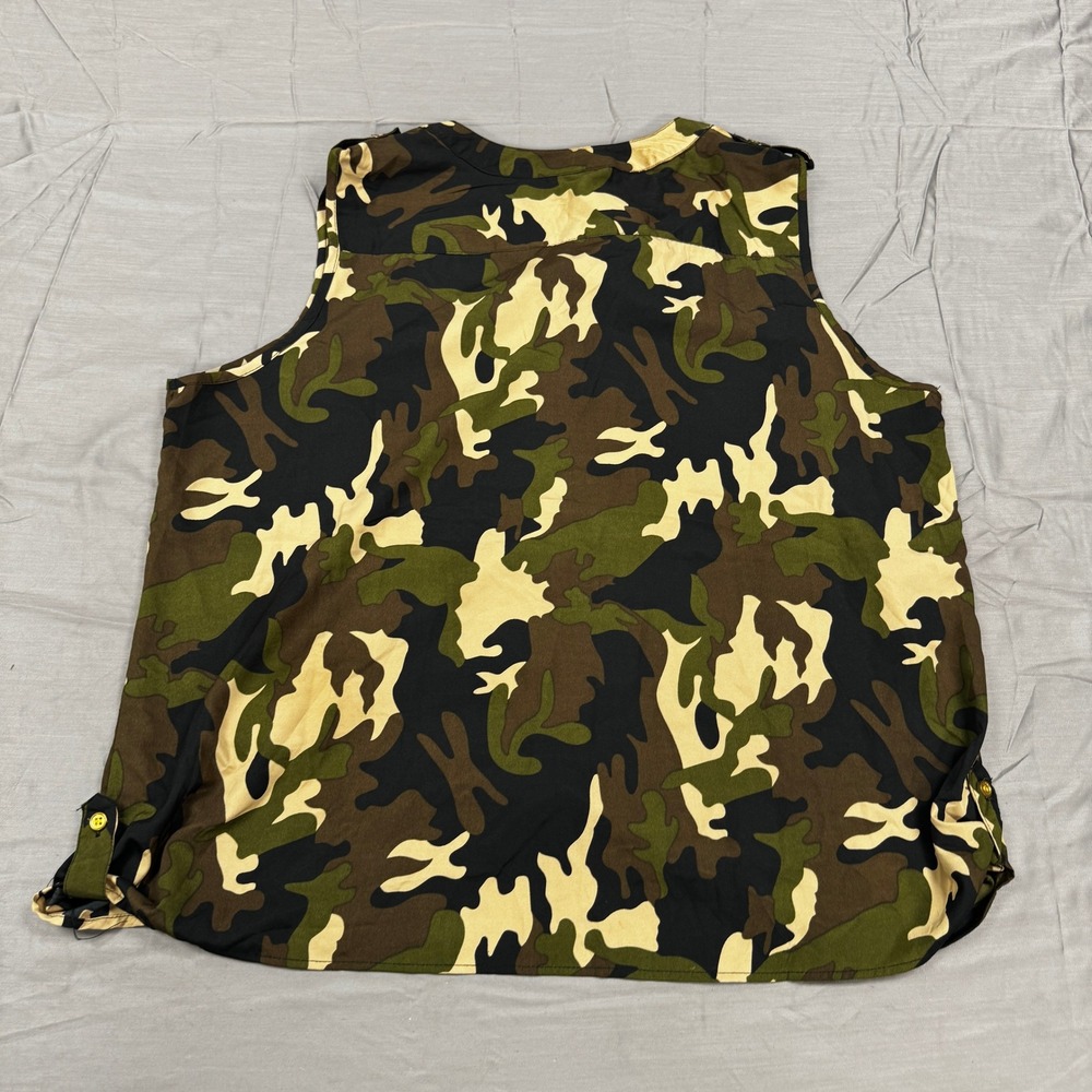 New Glory Camo Print Button Down Sleeveless Top Plus Size 3X Blouse